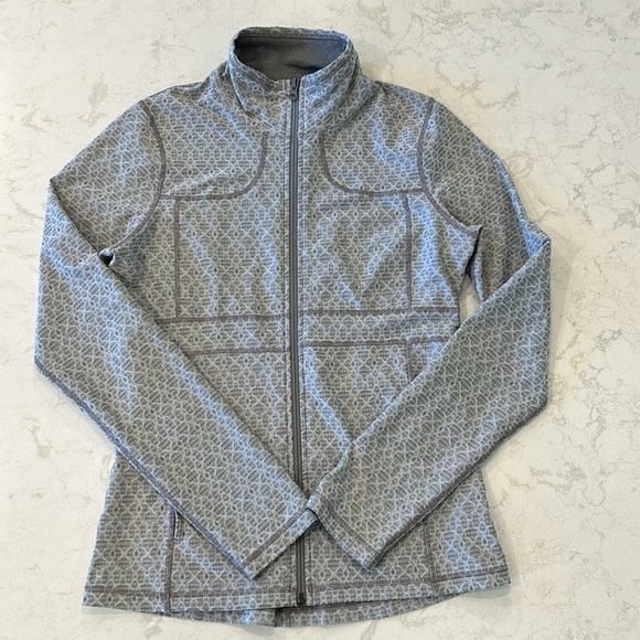 Prana Reeve Jacket Womens Small Silver Jacquard Stretch Yoga Hiking Running - Picture 16 of 17